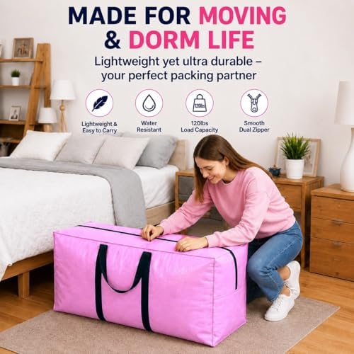 Extra Large Storage Bags, Jumbo Moving Tent Storage Bags, Waterproof Foldable Big Black XL Duffle Bag for Travel, 38x23x11inch - 2PACK - Image 3