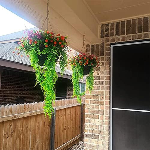 Toprooms 4pcs Artificial Hanging Plants Fake Hanging Plant Fake Plants Faux Fern Ivy Vines Outdoor UV Resistant Plastic Hanging Plants Artificial Decor (Ferns) - Image 5