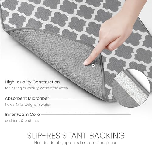 Bellemain Dish Drying Mat, Drying Matt Kitchen Counter, 17"x24" -Trellis - Image 4