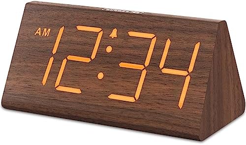 DreamSky Wooden Digital Alarm Clock for Bedrooms Desk with Large Numbers by DreamSky