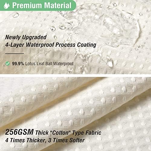 Dynamene Extra Wide Waffle Shower Curtain 256 GSM Fabric 84x72 Cream/Ivory - Image 4