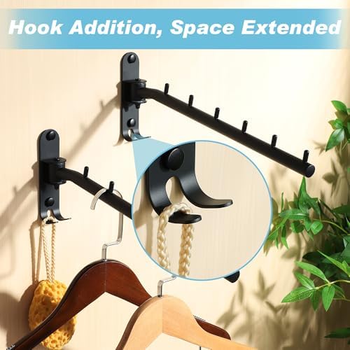 Alise Wall Mounted Drying Rack with Hook,Swivel Clothes Hanger,Black,1 Pcs - Image 3
