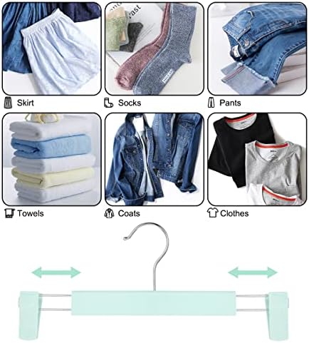 GUANJUNE Clothes Pants Hangers, Space-Saving Skirt Holders with 360 ° Swivel Hooks, Adjustable Clips, Trouser Hangers, Clothes Coat Garment Jeans Hangers (30 Pack, Green) - Image 4