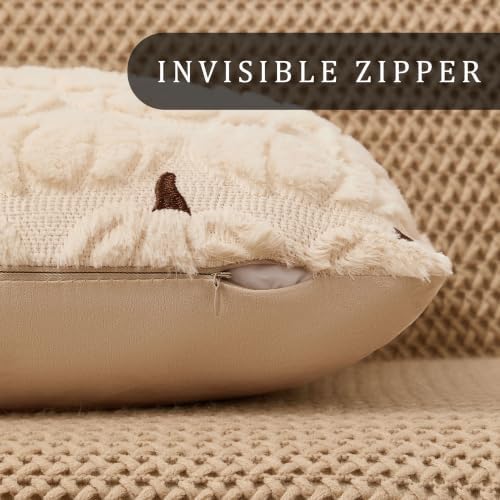 DFXSZ Fall Pillow Covers 12x20 2Pcs Beige Brown Pumpkin Fall Decorations - Image 2