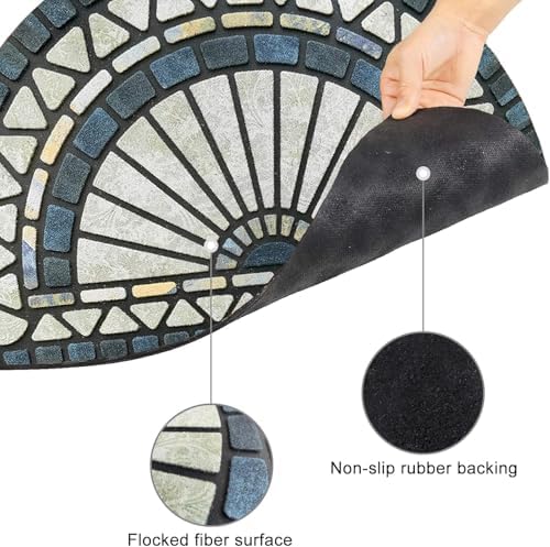 CHICHIC Front Door Mat 24"x36" Outdoors Heavy Duty Rubber Mat, Blue Green - Image 3