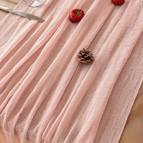 3Pcs Pink Cheesecloth Table Runner 120 Inches for Party Boho Home Decor - Image 5