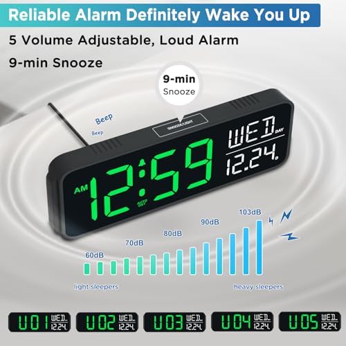 Peakeep Large Display Digital Alarm Clock for Bedroom with Date Day of Week - Image 4