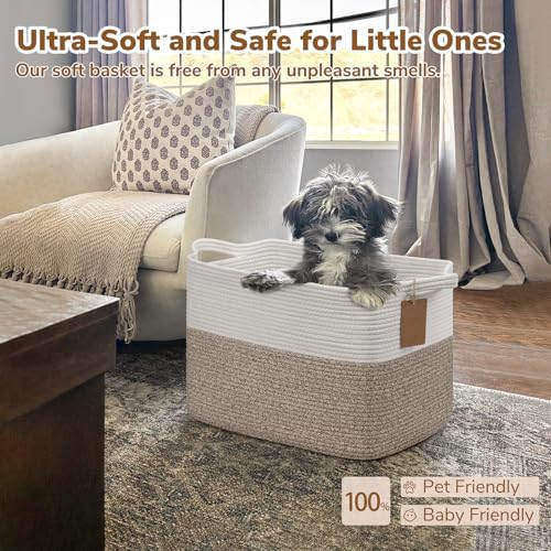 Goodpick 50L Large Woven Rope Storage Basket, Rectangle, Light Brown - Image 6