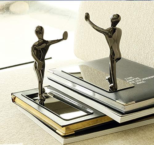 Fasmov Heavy Duty Stainless Steel Man Bookends Nonskid Bookends Art Bookend,1 Pair (Black) - Image 4