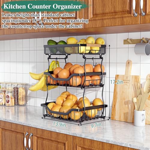 OKZEST 3-Tier Fruit Basket Fits Under Standard Upper Cabinet, 17.2" H - Image 2