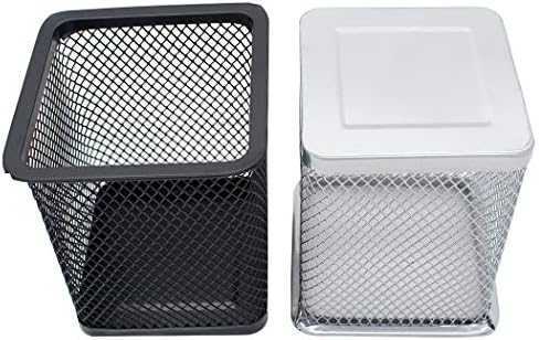 Gullor Square Desktop Pencil Holder, Office Supplies Desk Organizer Makeup Brush Holder, Set of 2, Black and Silver - Image 5