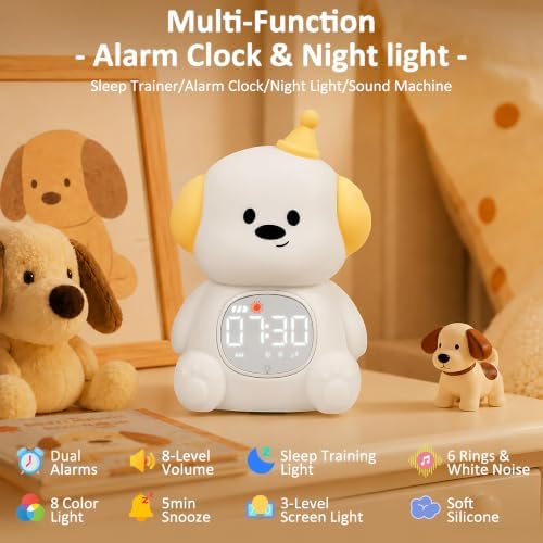 Dog Kids Alarm Clock with Night Light, OK to Wake Clock for Toddler - Image 2