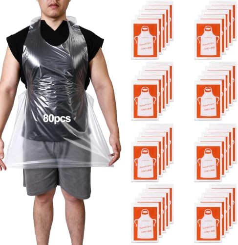 Disposable Aprons for Adults, Large Clear Plastic Aprons by YimeBand