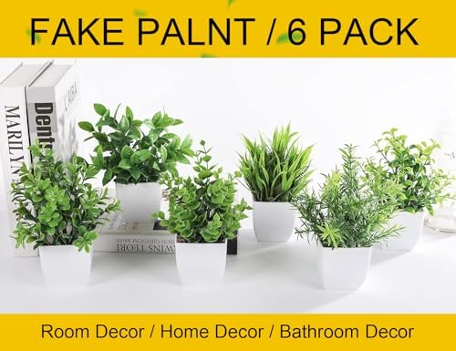 Der Rose 6 Pack Small Potted Fake Plants for Bathroom Home Decor Indoor - Image 6