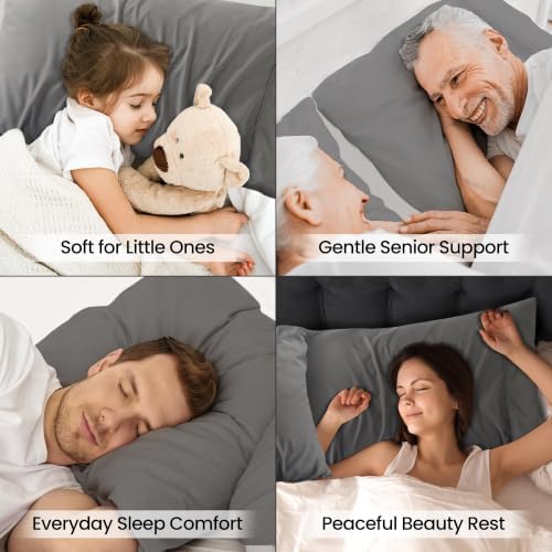 Pillow Covers Queen Size Set of 6, Soft and Comfy Pillow Cases, Grey - Image 6