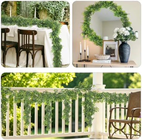 RECUTMS 2Pcs Faux Pea Leaves Vines 5.9Ft Plastic Ivy UV Resistant Greenery - Image 5
