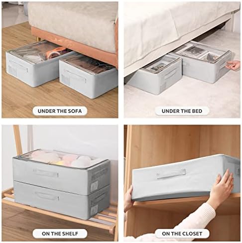 CYhom Under Bed Storage Bins Frame Storage Box Oxford Fabric Sturdy Underbed Container Foldable Stackable Large Capacity Clothes Organizer - Image 3