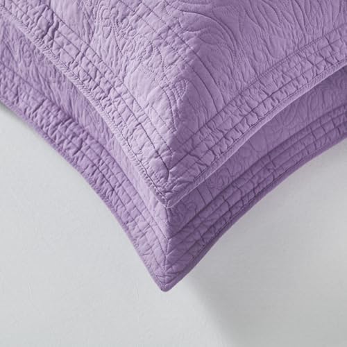 WINLIFE 100% Cotton Quilted Euro Sham Covers, 2 Pack Cotton 26'' x 26'' Pillow Covers, Soft and Breathable Euro Shams, Square Pillow Shams, Dark Purple - Image 5