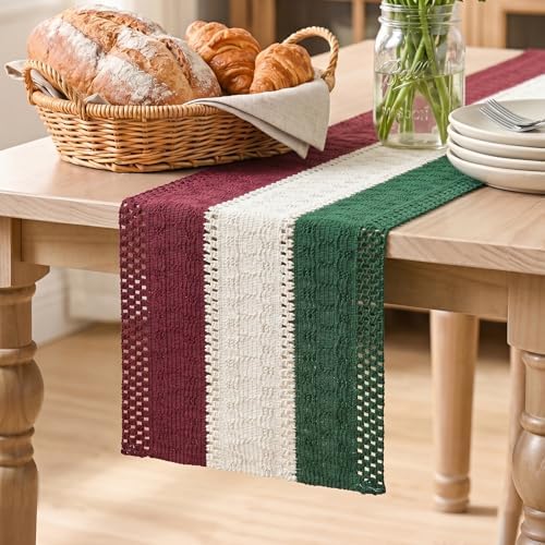 Artoid Mode Green Beige Red Farmhouse Rustic Table Runner 12x48 Inch by ArtoidMode