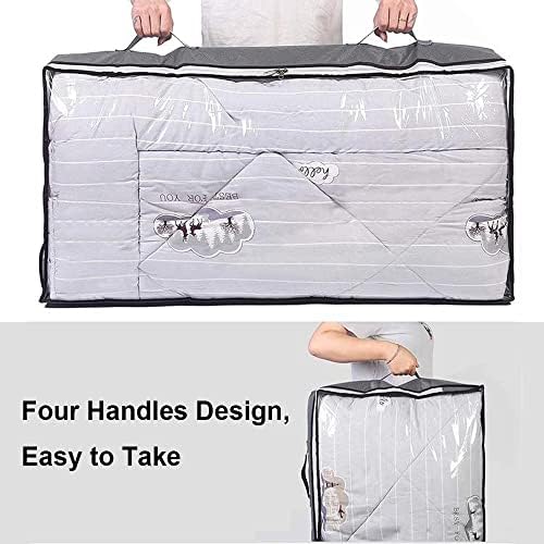 Under Bed Storage Containers, 4-Pack Large Capacity Underbed Storage Bags Organizer, Thick Fabric Storage Bins with Clear Window and Handles for Blanket, Comforter, Bedding, Clothes, Gray - Image 5