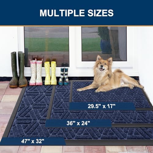 Smiry Front Door Mat Outside Entrance, Low Profile Rubber Doormat, 47x23 - Image 2