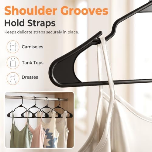 HOUSE DAY Black Plastic Hangers 10 Pack – Slim Space Saving Clothes Hangers - Image 6