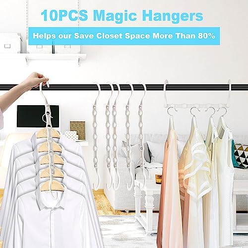10 Pack Space Saving Hangers, Closet Organizer & Storage for Clothes, Ivory - Image 3