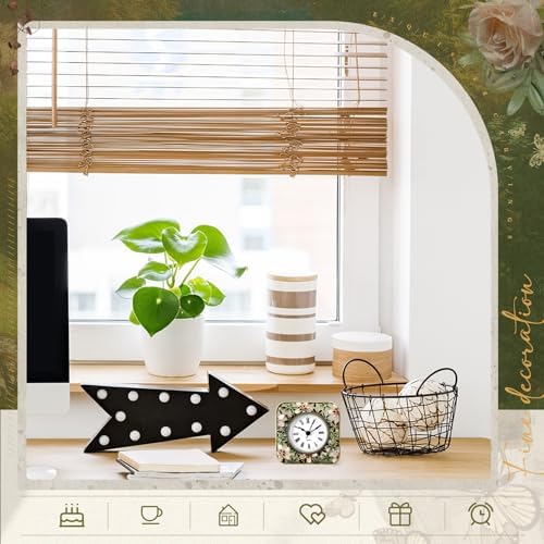Kenning Vintage Mini Table Clock, 3.5 Inch Small Decorative Metal Non Ticking Analog Quartz Battery Operated Table Top Clock for Living Room Bedroom Bedside Desk Decor(Flower) - Image 6