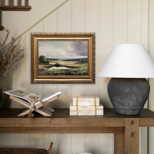 ASTRDECOR Vintage Gold Framed Mountain Wall Art Prints, Landscape Paintings Canvas Wall Art for Bedroom, Vintage Field Nature Wall Art, Rivers Green Pictures Farmhouse Wall Decor Living Room - 12''x16'' - Image 4