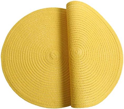 SHACOS Round Braided Placemats Set of 6 Kitchen Place Mats 15 inch Round Table Mats for Dining Tables Washable (Yellow, 6) - Image 6