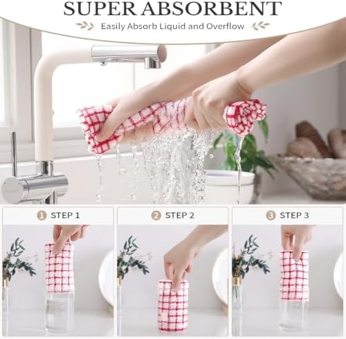 Homaxy 8 Pack Terry Kitchen Dish Cloths, 12"x12", Red - Image 4