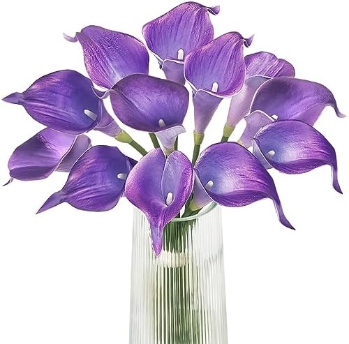 Letjolt Calla Lily Artificial Flowers 12Pcs Purple Realistic Bouquet by Letjolt