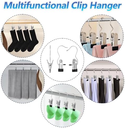 100 Pcs Legging Organizer for Closet Hanging - Stainless Steel Jeans Hangers with Clips, Multi-Purpose Skirt Hangers with Clips for Pants, Shorts, Towels, Boots Storage and Space Saving Solution - Image 6