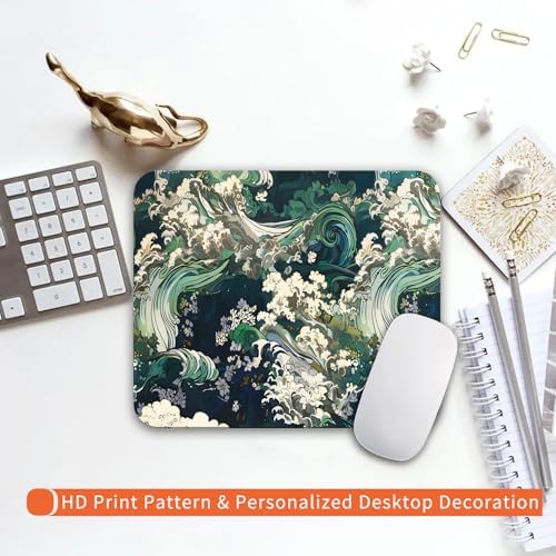Square Mouse Pad Japanese Art,Personalized Premium-Textured Custom Mouse Mat Design,Washable Mousepad Lycra Cloth,Non-Slip Rubber Base Computer Mouse Pads for Wireless Mouse - Image 6