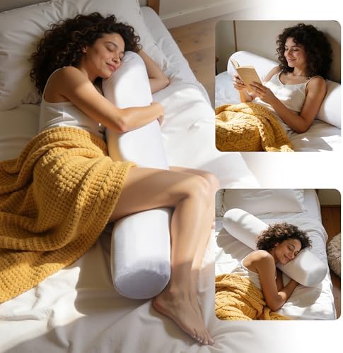 SyMax 7.8"x47" Body Pillow for Adults, Long Round Body Pillow for Adults, Bolster w/Removable Polyester Cover, Headboard Gap Filler Pillow, White - Image 3