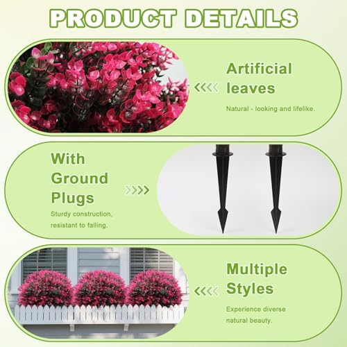 2pcs 25" Artificial Rose Boxwood Topiary Ball Bush for Outdoor - Image 3