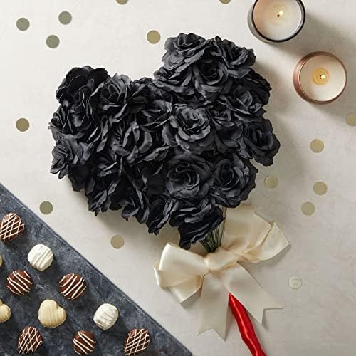 Bright Creations Black Artificial Roses Bulk - 3-Inch Stemless Foam Roses 50 Pack for Crafts & Home Decor - Image 3
