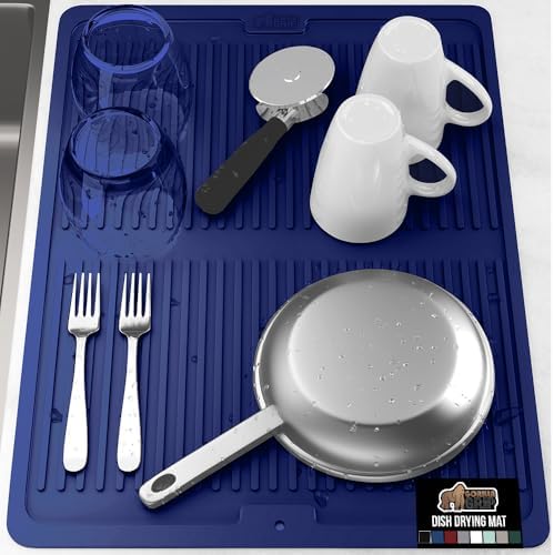 GORILLA GRIP Patented BPA-Free Silicone Dish Drying Mat, 18x24, Blue by GorillaGrip