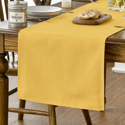 Artoid Mode Yellow Table Runner, Seasonal Summer Fall Washable Kitchen Dining Table Decoration for Home Party Decor 13x108 Inch by ArtoidMode