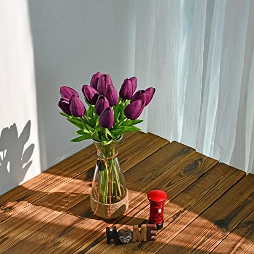 ONLY ART Artificial Purple Tulips 20 Pcs – 13.5 Inch PU Faux Flowers with Bendable Stems for Home Décor, Wedding Centerpieces, DIY Floral Arrangements, New Year and Valentine's Day - Image 5