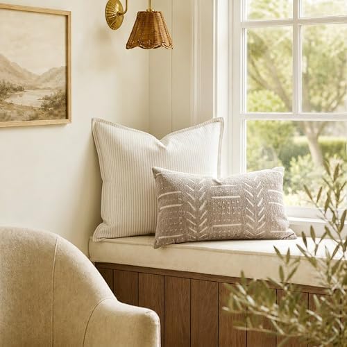 BlissBlush Decorative Lumbar Pillow Covers 12x20 Set of 2, Taupe Soft Woven Chenille Accent Pillow Covers for Couch Sofa Bed, Textured Farmhouse Cushion Covers - Image 7
