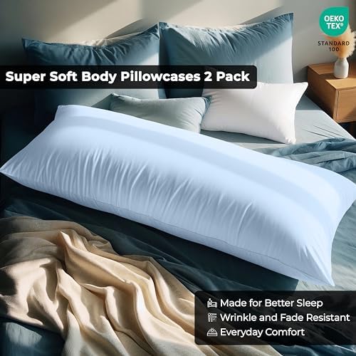 ROYALE LINENS 1800 Body Pillow Cover with Zipper, 20x54 Inches - Lake Blue - Image 4