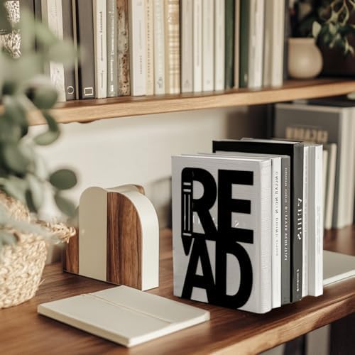 Peacoblue 5.3"x4.3"x7.9" Metal Bookends, Heavy Duty Book Ends for Shelves - Image 6