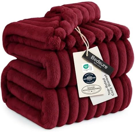 Bedsure Soft Cal Size Blanket for Bed Deep Red 102"x96" by BEDSURE