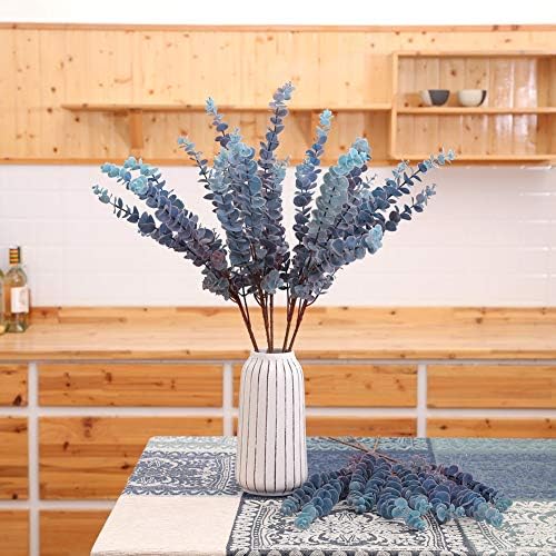 3 Pcs 31.5" Artificial Eucalyptus Leaves Spray for Vase Decor, Blue - Image 4