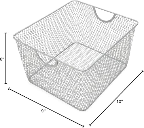 YBM HOME Kitchen Pantry Organizer Wire Basket for Shelves, Cabinets, Pantry, Countertop, Mesh Open Storage Bin Metal Basket for Organizing Food Supplies 10" x 8.8" x 5.8”, Pack of 2 - Image 2