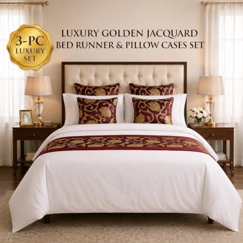 Jacquard Bed Runner Set with 2 Pillow Covers, No Filling, Bedding Decor - Image 2