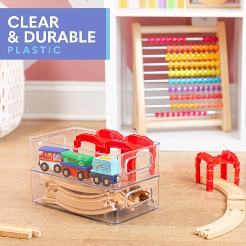 primebox - Clear Plastic Organizing Containers, 4 Pack - Stackable Storage Bins with Handles, 10"x6"x3" - Image 2