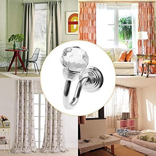 Decorative Hook Small Crystal Glass Curtain Tieback Hook Silver Round Head - Image 5