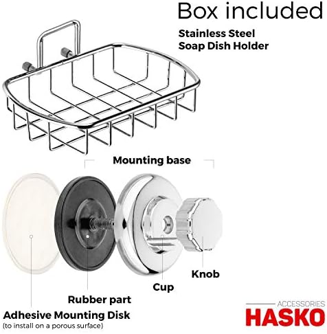 HASKO Suction Cup Soap Dish for Shower Wall, Rustproof Stainless Steel Shower Soap Holder Suction, Bathtub Bathroom Bar Soap Holder (Chrome) - Image 4